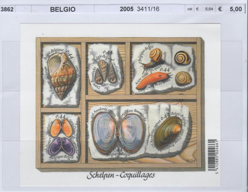 Francobolli Belgio Anno 2005 Fauna marina Molluschi