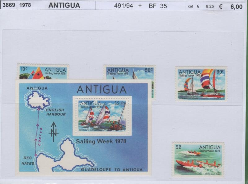 Francobolli e foglietto Antigua Anno 1974 Sailing Week 1978