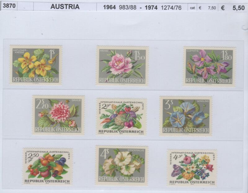 Francobolli Austria Anni 1964-1974 Varie emissioni Fiori