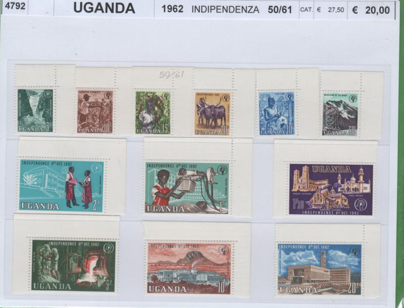 Francobolli Uganda Anno 1962 Indipendenza
