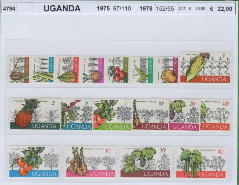 Francobolli Uganda Anni 1975-1978 Flora