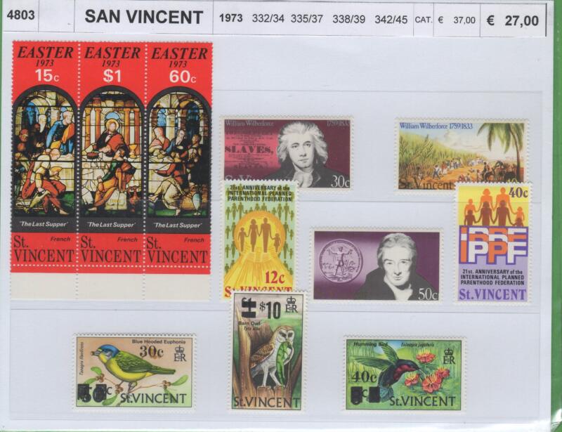 Francobolli St. Vincent Anno 1973 Varie emissioni