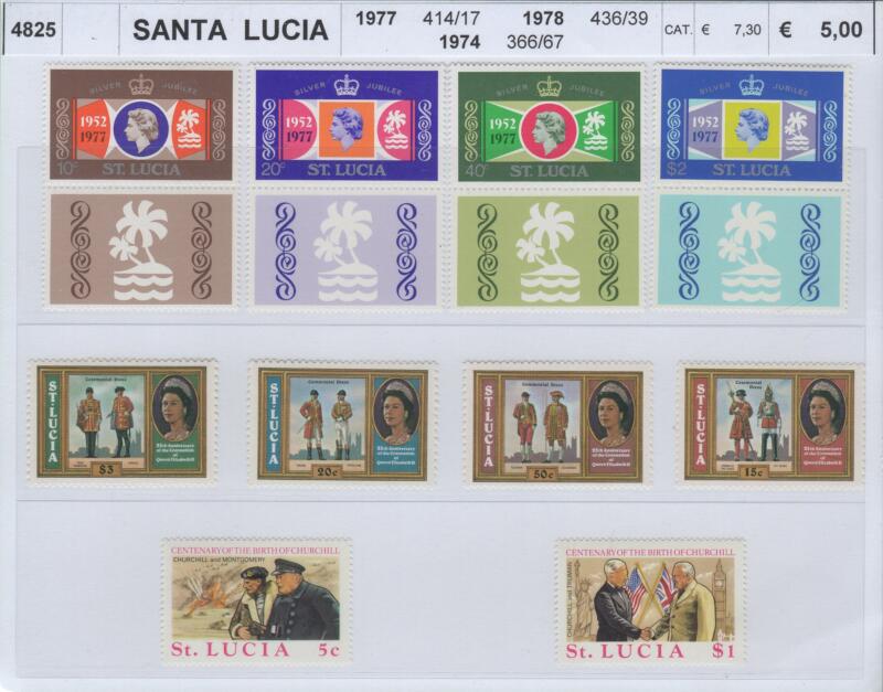 Francobolli Santa Lucia Anni 1974-1977-1978 Varie emissioni