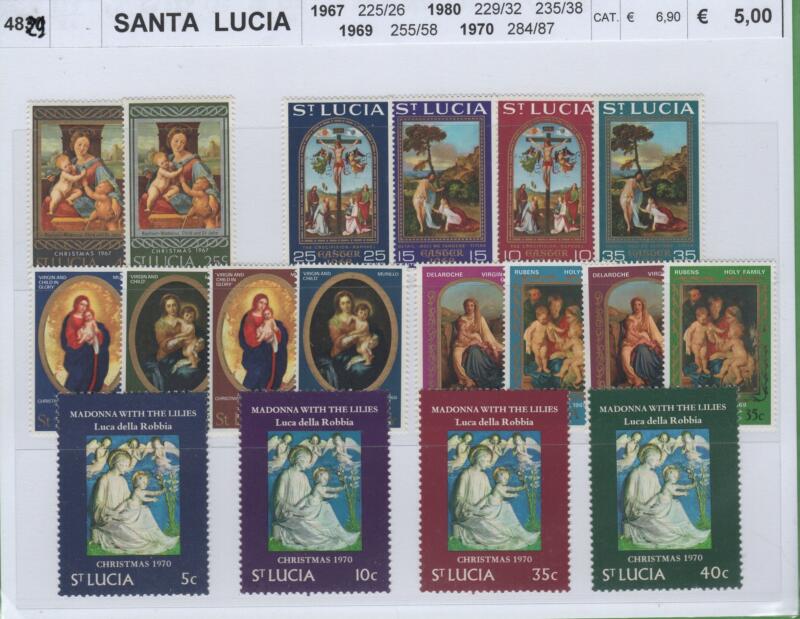 Francobolli Santa Lucia Anni 1967-1969-1970-1980 Varie emissioni