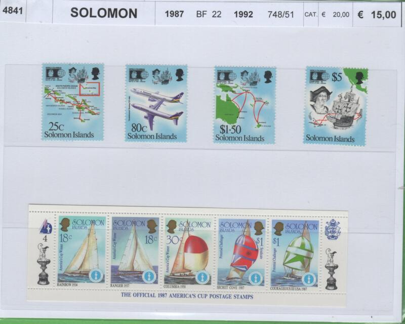Francobolli e foglietto Isole Solomon Anni 1987-1992 Varie emissioni