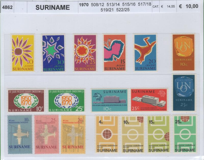 Francobolli Suriname Anno 1970 Varie emissioni