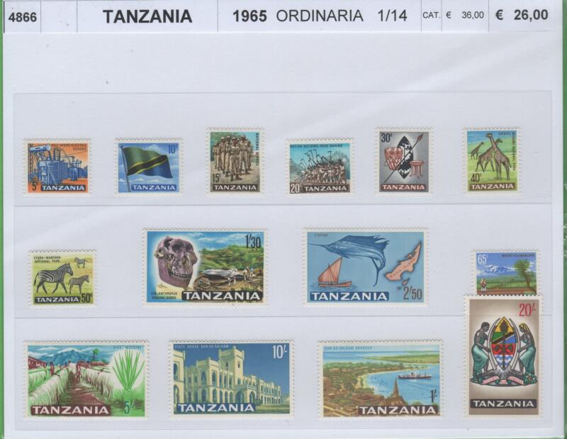 Francobolli Tanzania Anno 1965 Serie ordinaria