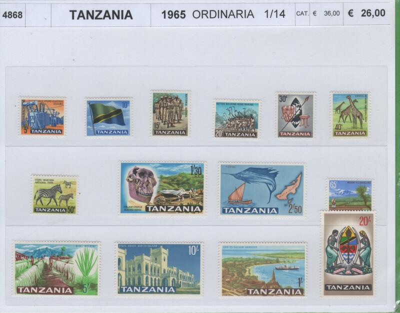 Francobolli Tanzania Anno 1965 Serie ordinaria
