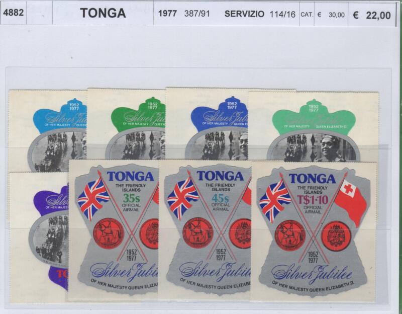Francobolli Tonga Anno 1977 25esimo anniversario Regno Elisabetta II - Servizio