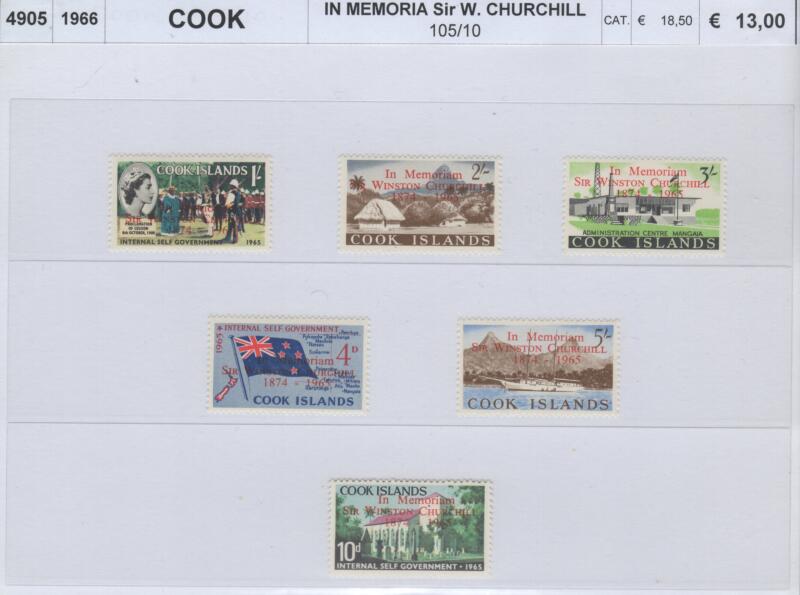 Francobolli Isole Cook Anno 1966 Soprastampati In Memoriam Winston Churchill 1874-1965