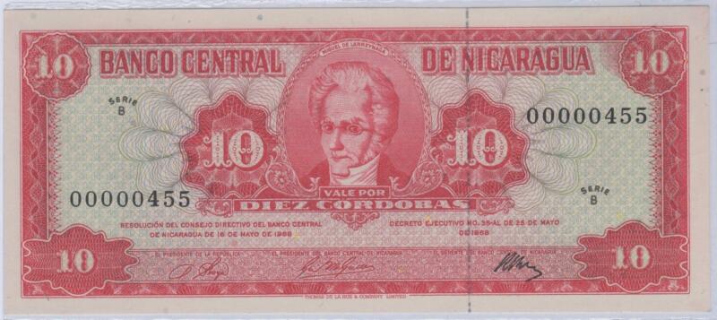 Banconota Nicaragua Anno 1968 Diez Cordobas