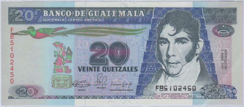 Banconota Guatemala Anno 1989/1992 Veinte Quetzales