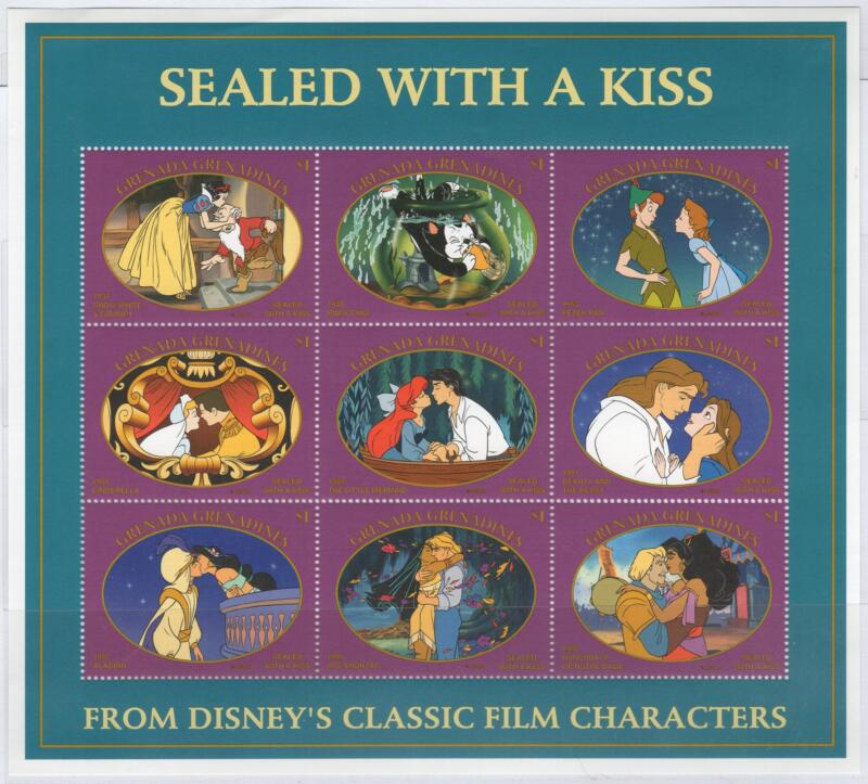 Minifoglio Grenada Grenadines Anno 1997 Tematica Disney Sealed with a kiss