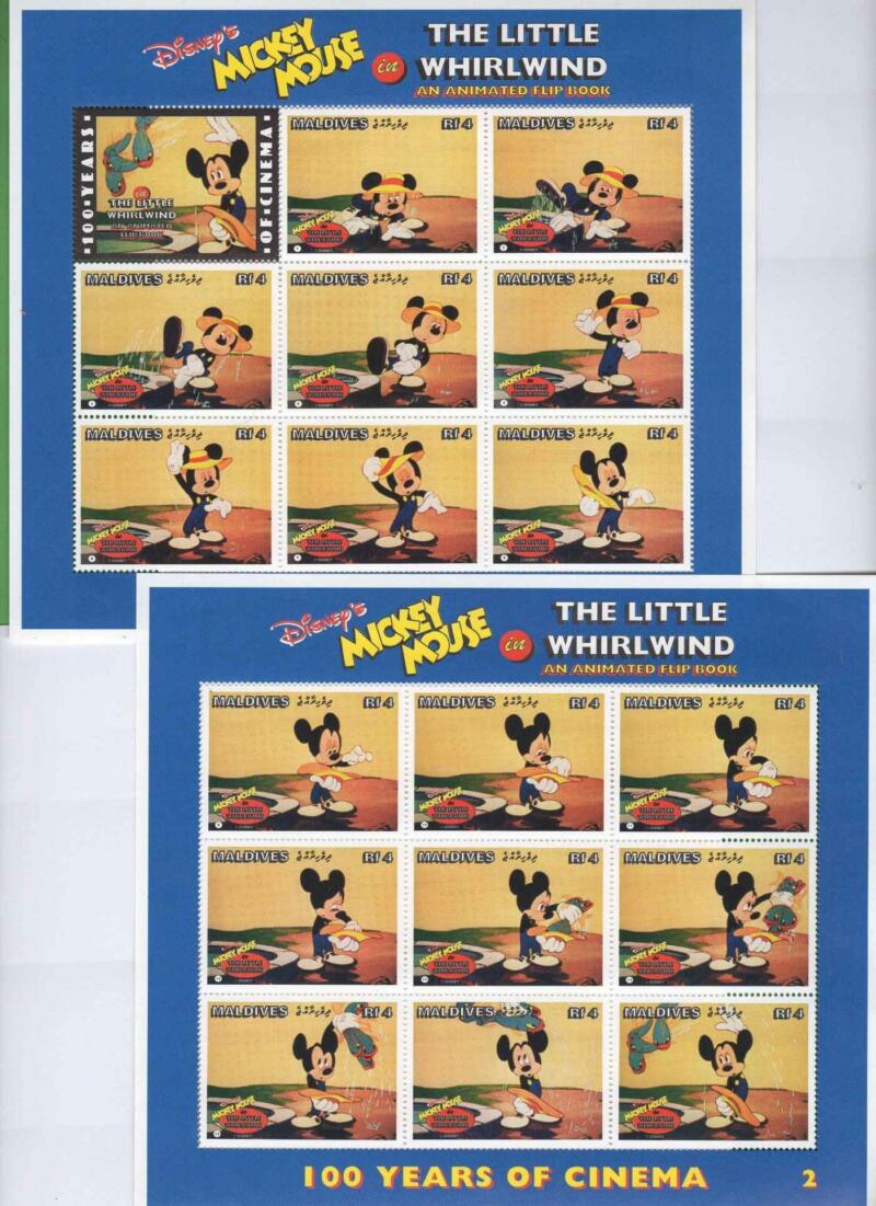 Minifogli Maldive Anno 1996 Tematica Disney Centenario del cinema