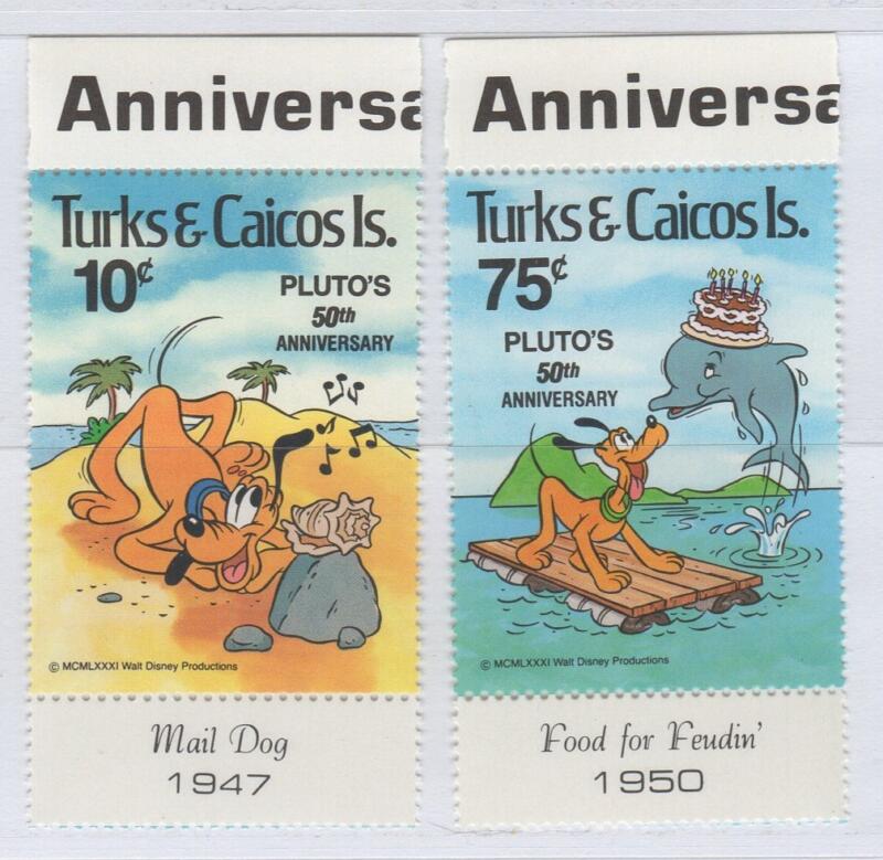 Francobolli Turks e Caicos Anno 1981 Tematica Disney 50esimo anniversario di Pluto
