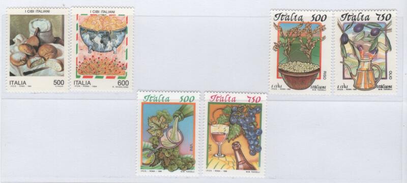 Francobolli Italia Repubblica Anni 1994-1995-1996 I cibi italiani