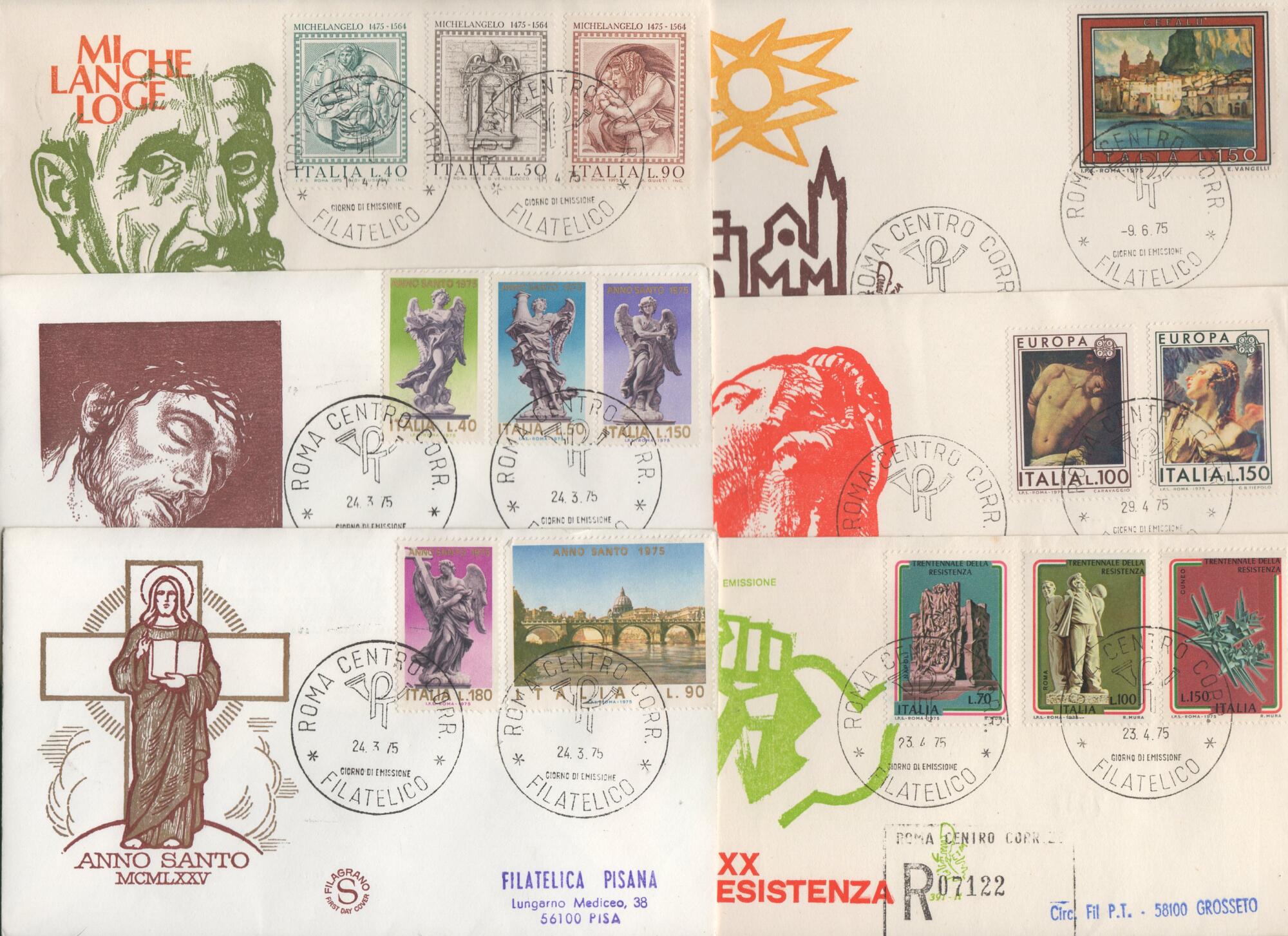 1975 1 Lotto Buste Primo Giorno Italia Anno 1975