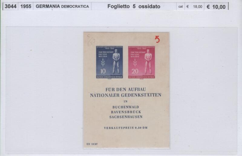 Foglietto DDR Anno 1955 Difettoso