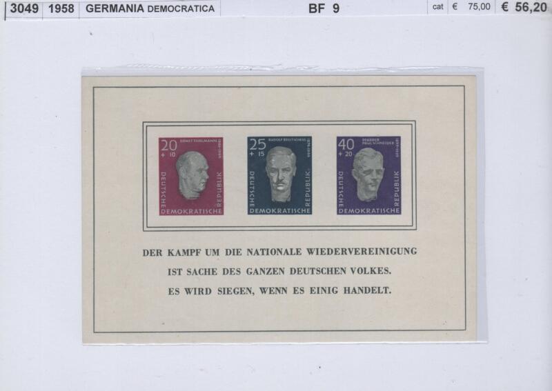 Foglietto DDR Anno 1958 Thalmann Breitscheid Schneider