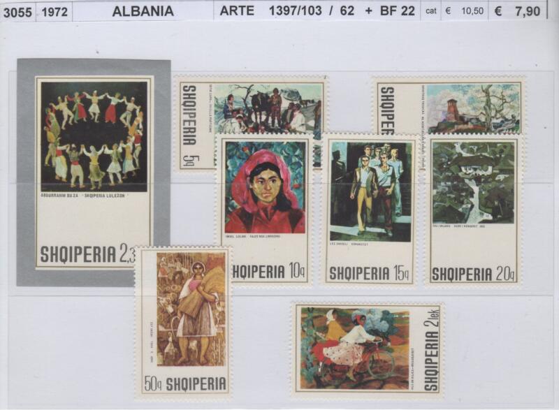 Francobolli e foglietto Albania Anno 1972 Arte