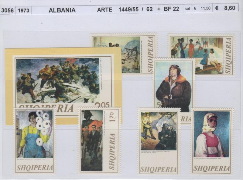 Francobolli e foglietto Albania Anno 1973 Arte