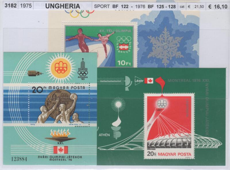 Foglietti Ungheria Anni 1975-1976 Varie emissioni Sport