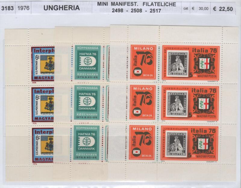 Minifogli Ungheria Anno 1976 Manifestazioni filateliche