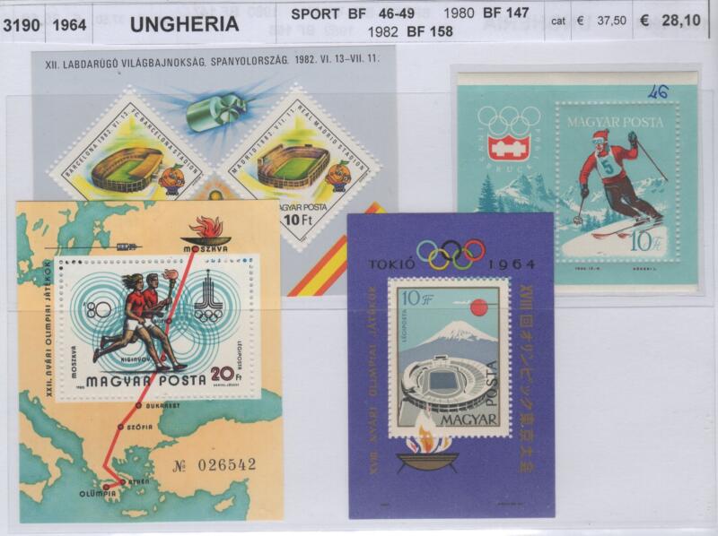 Foglietti Ungheria Anni 1964-1980-1982 Varie emissioni Sport