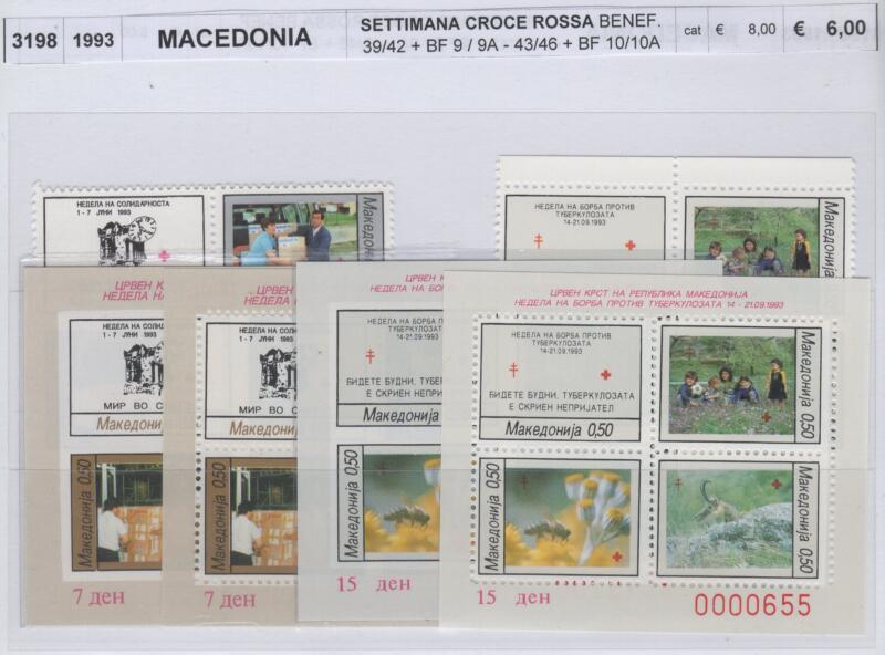 Francobolli e foglietti Macedonia Anno 1993 Settimana Croce Rossa