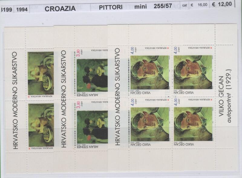 Minifogli Croazia Anno 1994 Arte Pittori