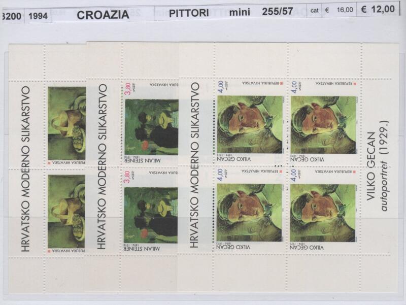 Minifogli Croazia Anno 1994 Arte Pittori
