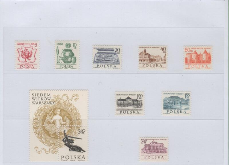 Francobolli e foglietto Polonia Anno 1966 Settimo centenario di Varsavia