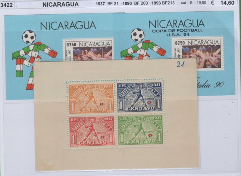 Foglietti Nicaragua Anni 1937-1990-1993 Varie emissioni Sport
