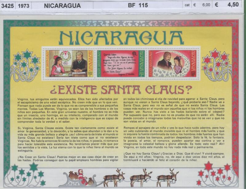 Foglietto Nicaragua Anno 1973 Esiste Santa Claus?