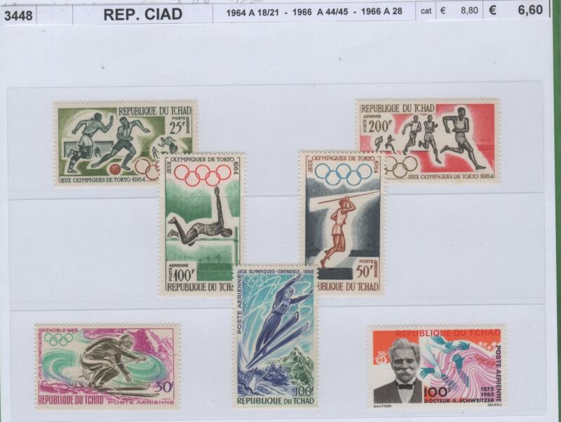 Francobolli Ciad Anni 1964-1966-1968 Varie emissioni Posta Aerea Giochi olimpici