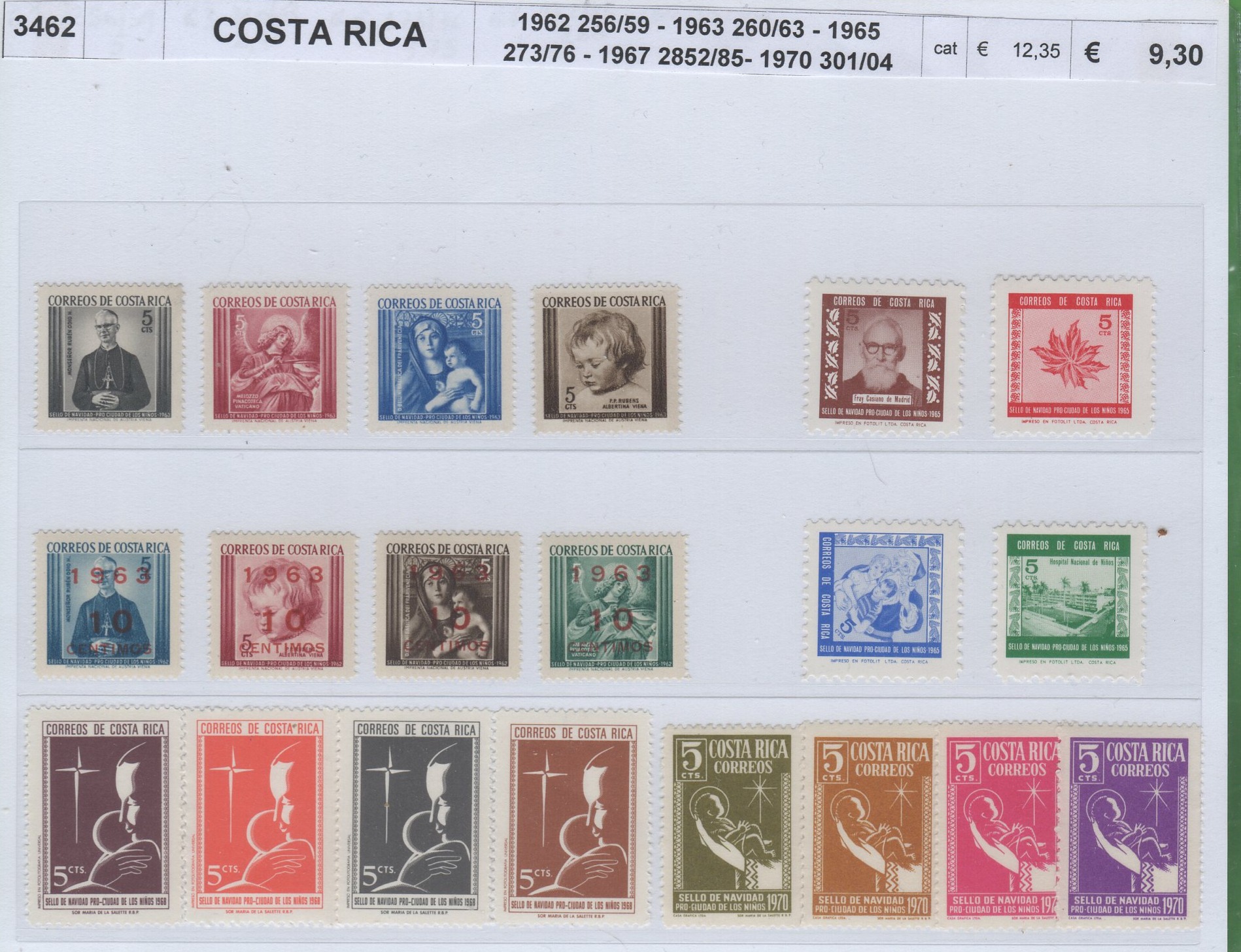 3462 costa rica Francobolli Costa Rica Anni 1962-1963-1965-1967-1970 Varie emissioni Natale Pro Città dei Bambini