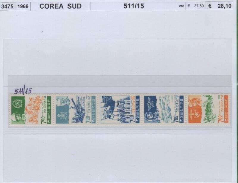 Francobolli Corea del Sud Anno 1968 Forze Armate