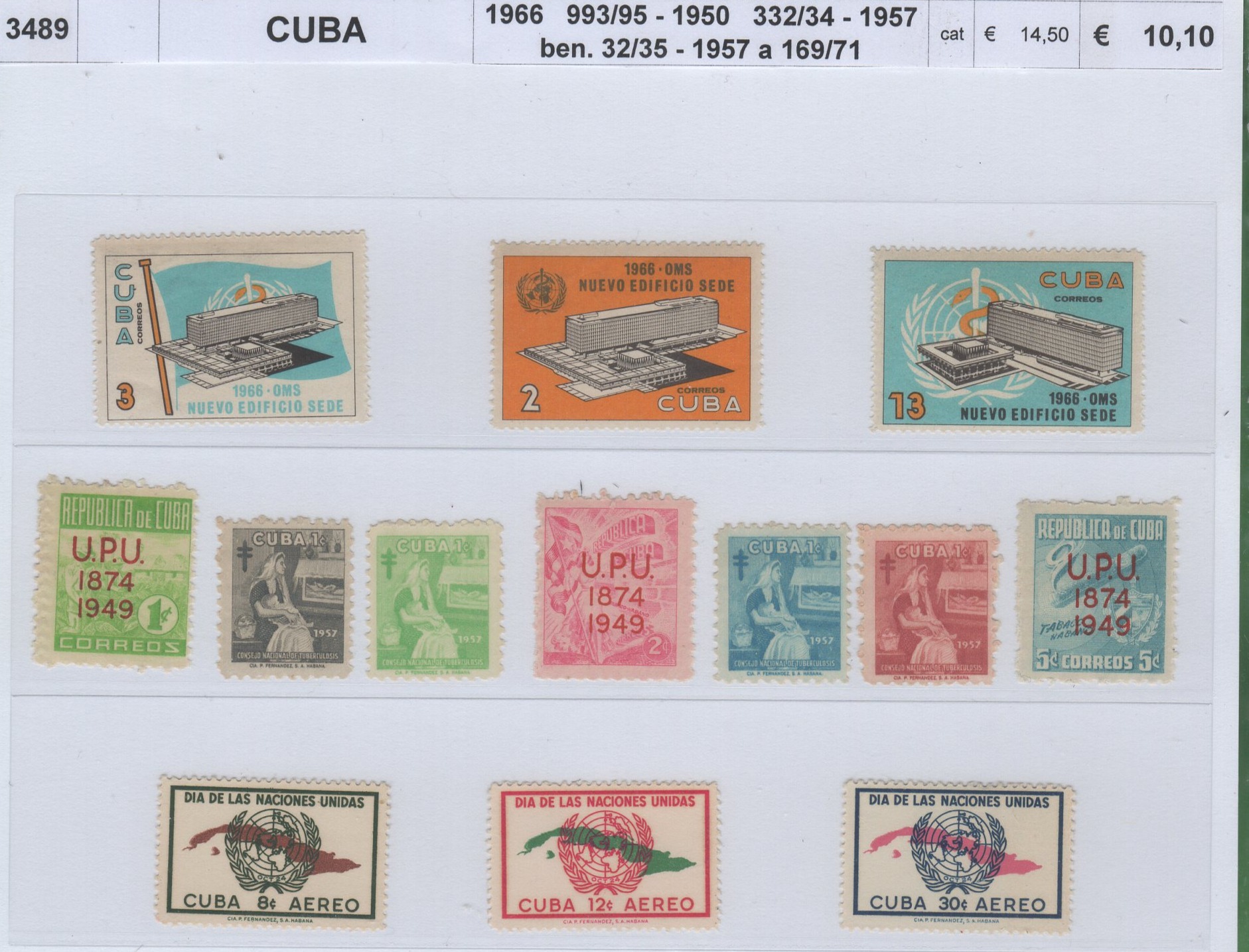 3489 cuba Francobolli Cuba Anni 1950-1957-1966 Varie emissioni
