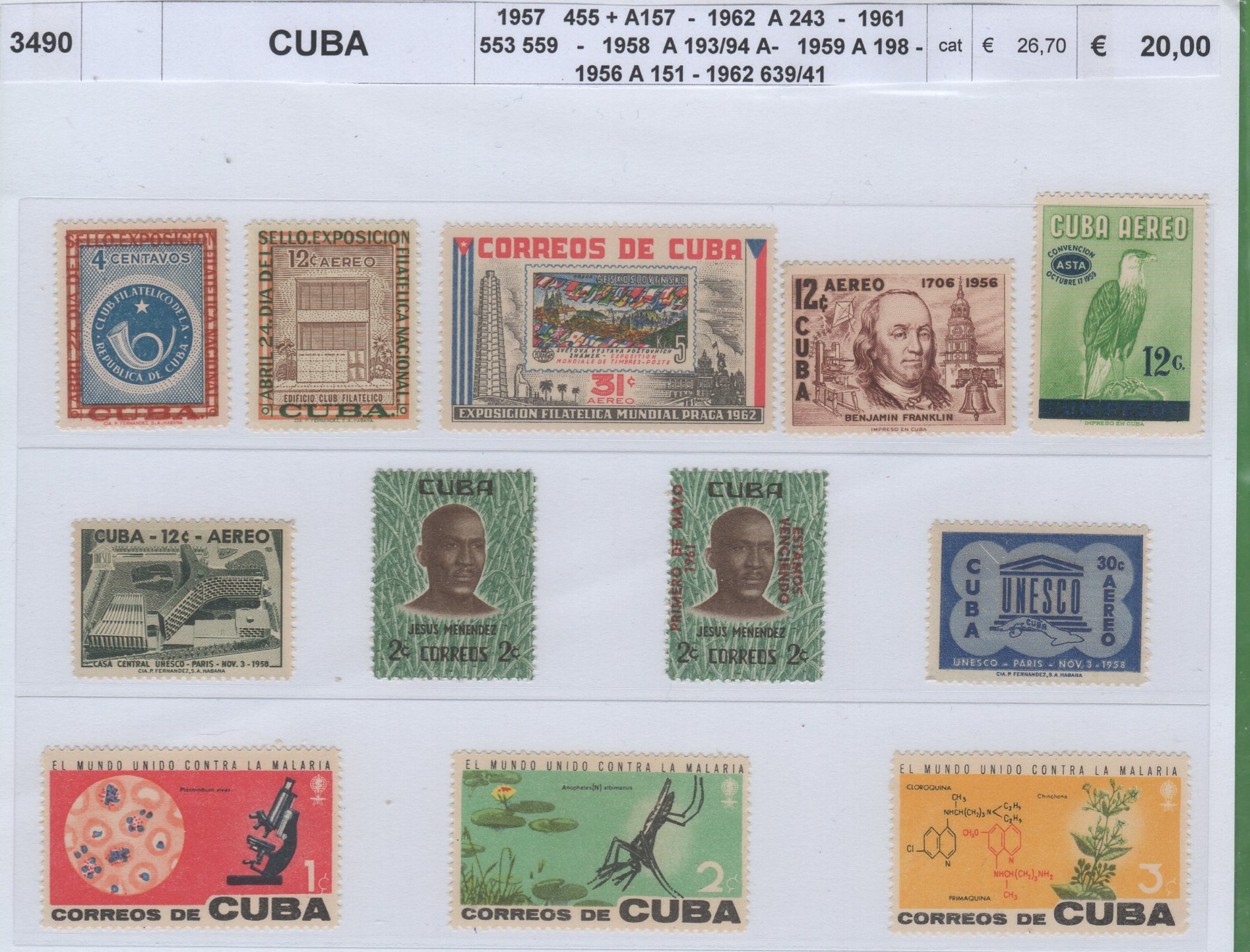 3490 cuba Francobolli Cuba Anni 1956-1957-1958-1959-1961-1962 Varie emissioni