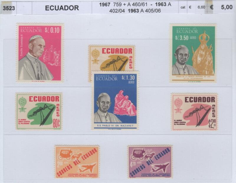 Francobolli Ecuador Anni 1963-1967 Varie emissioni
