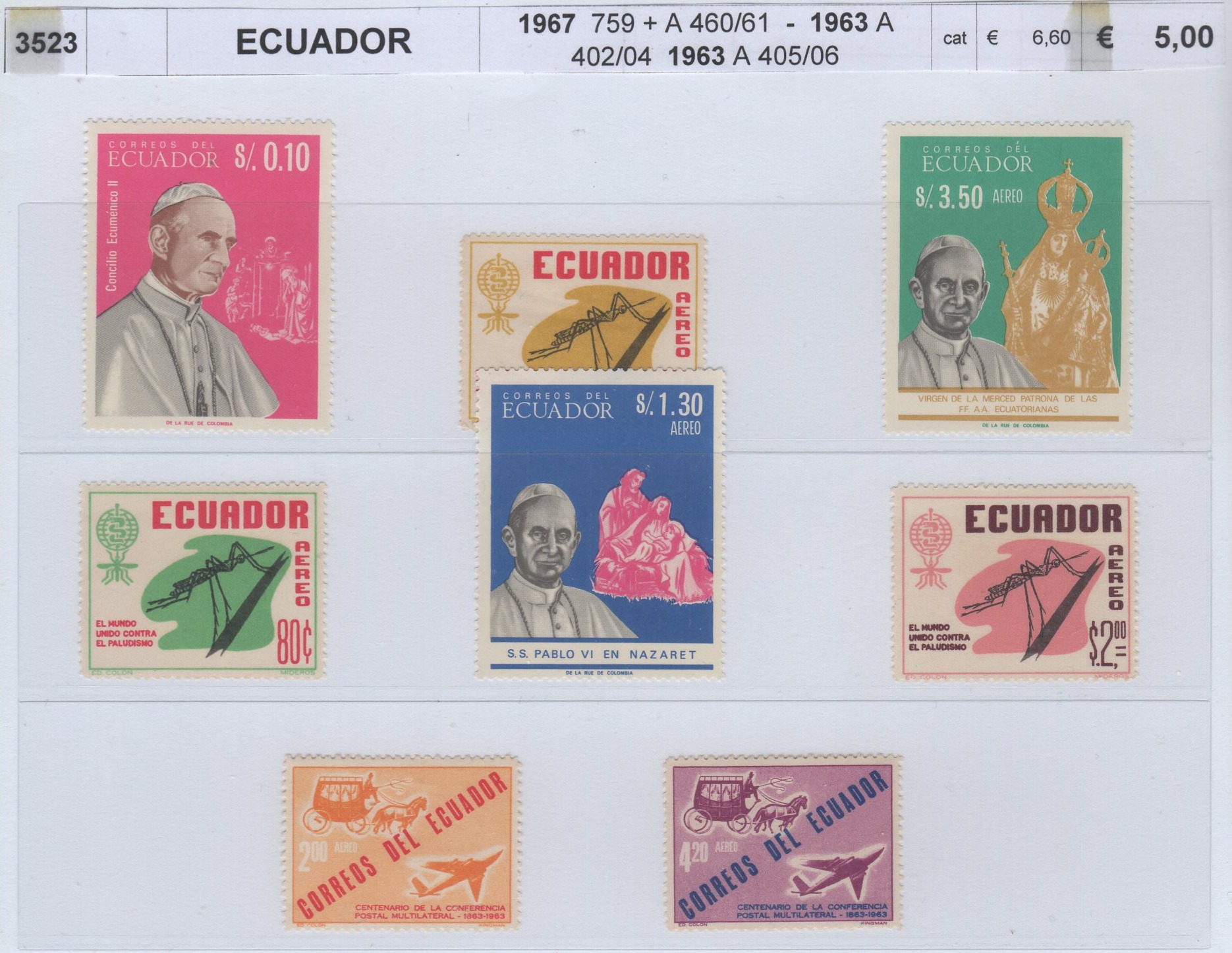 3523 ecuador Francobolli Ecuador Anni 1963-1967 Varie emissioni