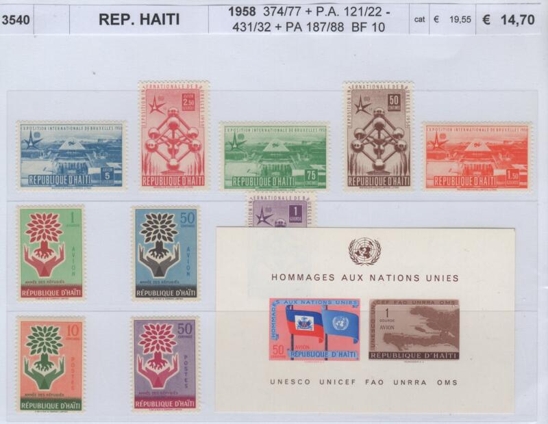 Francobolli e foglietto Haiti Anno 1958 Varie emissioni