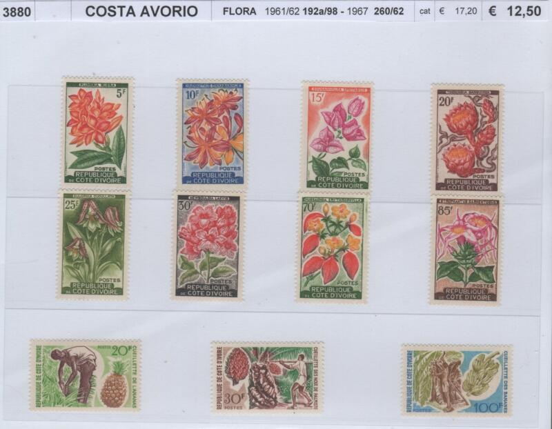 Francobolli Costa d'Avorio Anni 1961-1962-1967 Varie emissioni Flora