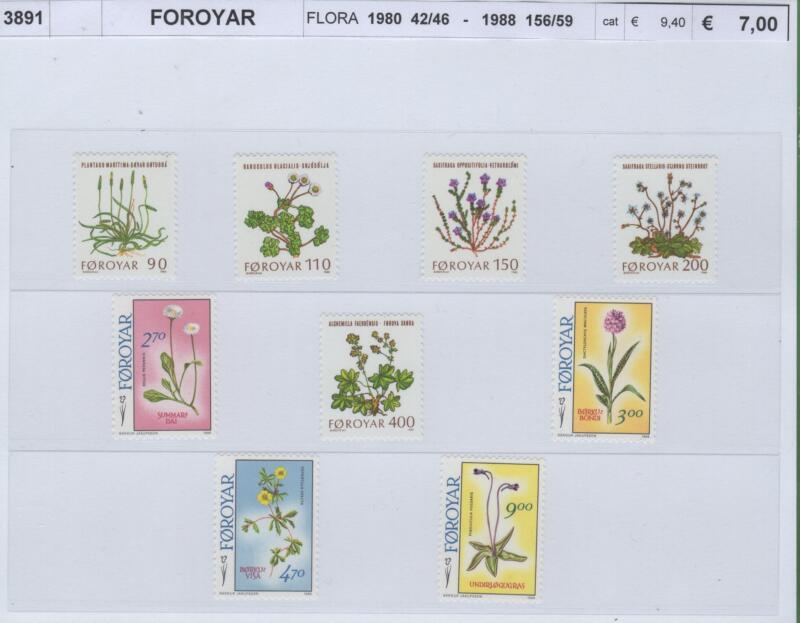 Francobolli Faeroer Anni 1980-1988 Varie emissioni Fiori