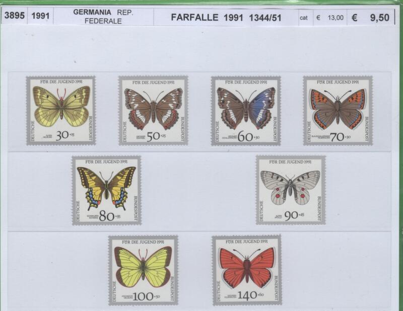 Francobolli Repubblica Federale di Germania Anno 1991 Farfalle