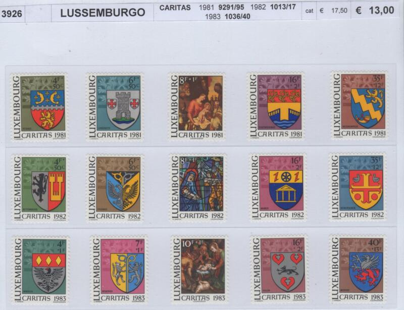 Francobolli Lussemburgo Anni 1981-1982-1983 Varie emissioni Caritas