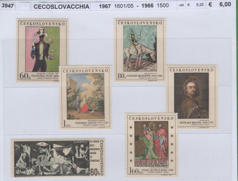 Francobolli Cecoslovacchia Anni 1966-1967 Varie emissioni Arte