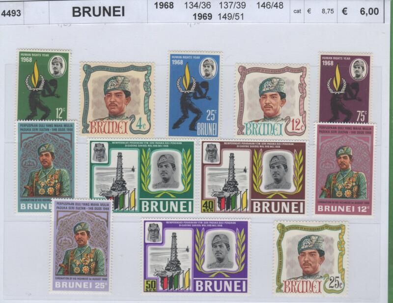 Francobolli Brunei Anni 1968-1969 Varie emissioni
