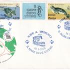 Annulli filatelici speciali Crociera Amerigo Vespucci Anno 1978 Box ufficiale composto da 16 buste affrancate 1 aerogramma speciale e 1 cartoncino con la serie nuova