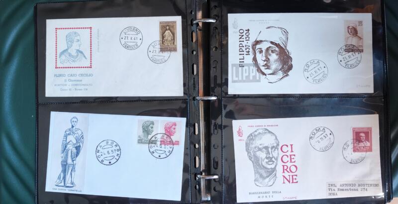 OCCASIONE! Lotto composto da n. 108 Buste Primo Giorno completo di cartella SVAR con custodia mis. 18 x 24 cm. e n. 27 fogli a 4 spazi sconto 80%